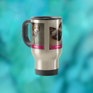 Caneca Térmica Personalize 3 Fotos & Nomes de Animais de Estimaçã