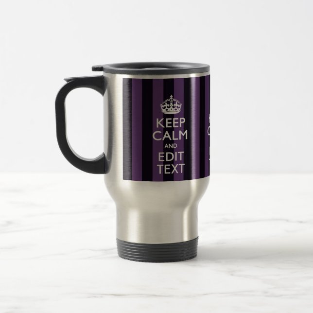 Caneca Térmica Personalize-o Mantenha Calmo O Texto Roxo (Esquerda)
