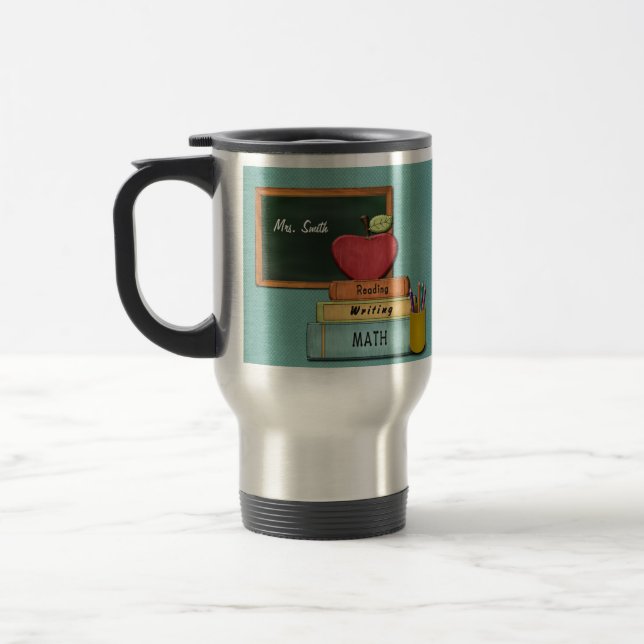 Caneca Térmica Personalize Teachers', Apple, livros e lápis (Esquerda)