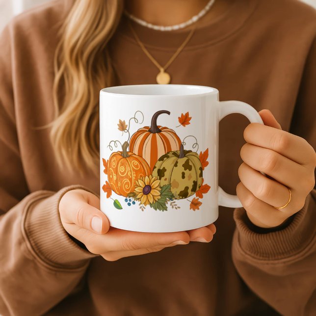 Caneca Térmica Personalized Autumn Pumpkin Patch Custom Name Mug (Criador carregado)
