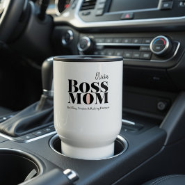 Caneca Térmica Personalized Boss Mom Travel Mug – Custom Mom Gift