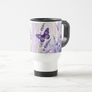Caneca Térmica Personalized Lavender Butterfly 15oz Travel Cup