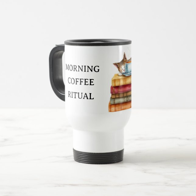 Caneca Térmica Personalized Morning Coffee Cat Ritual Cozy (Frente Esquerda)