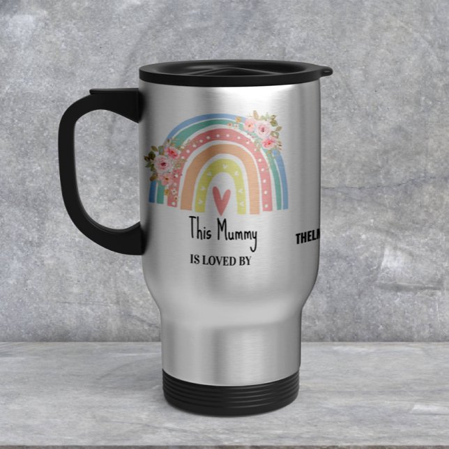 Caneca Térmica Personalized Mum's Rainbow & Floral Mug (Criador carregado)