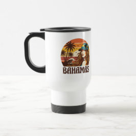 Caneca Térmica Personalized Photo Retro Bahamas Tropical Beach   