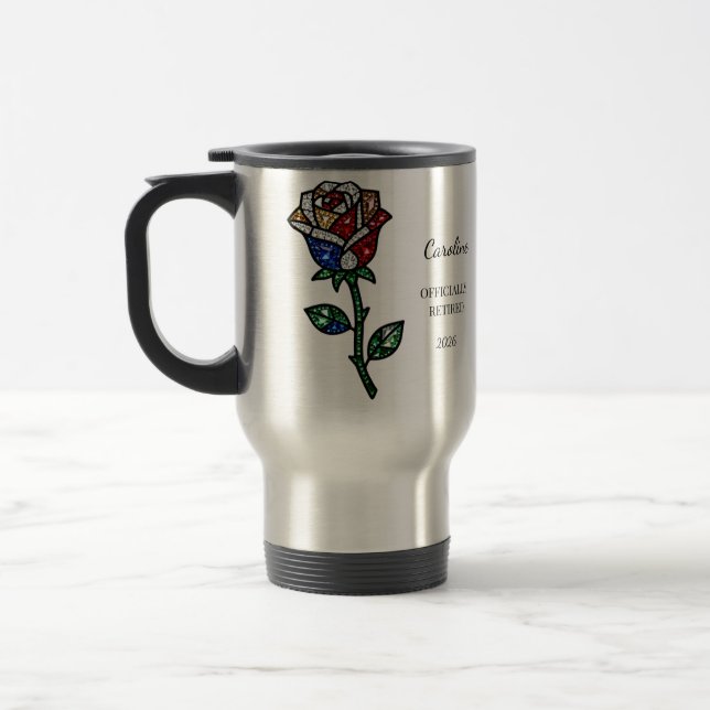 Caneca Térmica Personalized Stained Glass Rose Retirement Mug  (Esquerda)