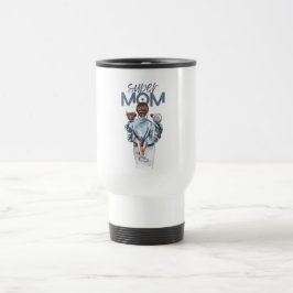 Caneca Térmica Personalized Super Mom with Son and Daughter Gift