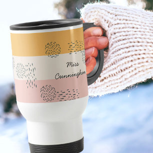 Caneca Térmica Pêssego de Ochre Cream de Bloqueio de Abstrato