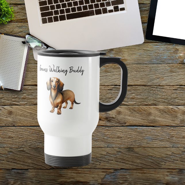 Caneca Térmica Pet Dachshund ''Gram's Walking Buddy'' Personalize (Criador carregado)