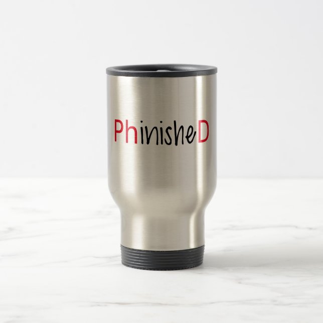 Caneca Térmica Phinished, arte da palavra, design de texto para o (Centro)
