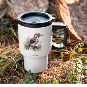 Caneca Térmica Pica-pau Woodland Aquarela, personalizado
