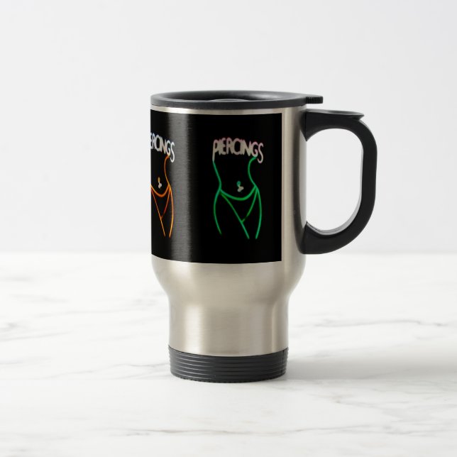 Caneca Térmica Piercings Neon Ladies Silhouettes (Viagem) Mug (Direita)