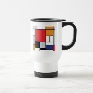 Caneca Térmica Piet Mondrian - Composição com Grande Plano Vermel