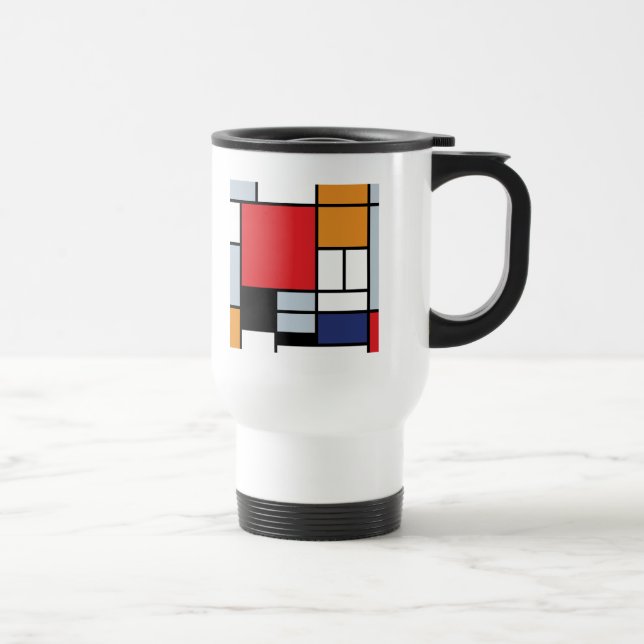 Caneca Térmica Piet Mondrian - Composição com Plano Vermelho Gran (Direita)