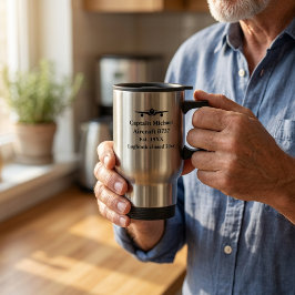 Caneca Térmica Piloto de Aviação Personalizado Nome do Capitão na