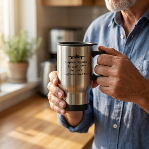 Caneca Térmica Piloto de Aviação Personalizado Nome do Capitão na