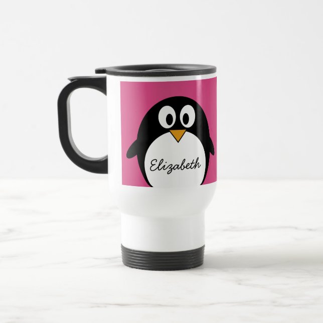 Caneca Térmica pinguim bonito dos desenhos animados com fundo (Esquerda)
