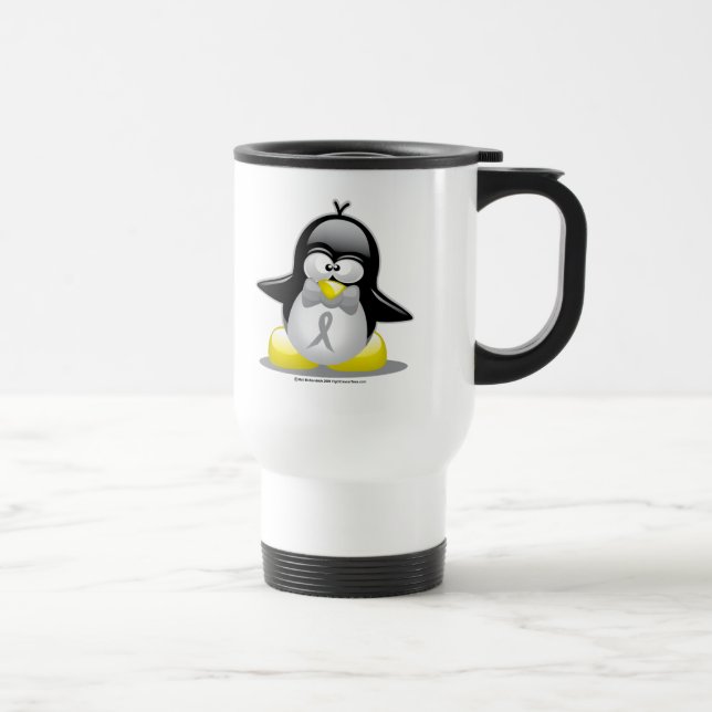 Caneca Térmica Pinguim cinzento/de prata da fita (Direita)