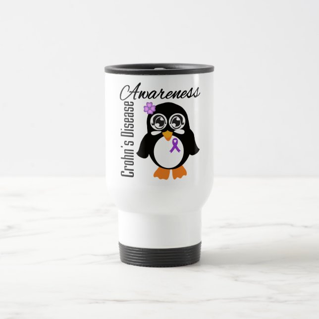 Caneca Térmica Pinguim da consciência da doença de Crohn (Centro)