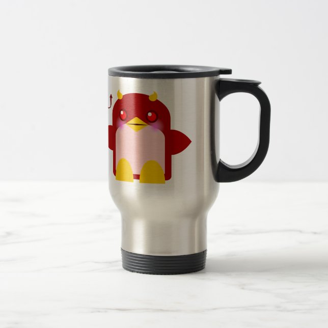Caneca Térmica Pinguim Kawaii Diabo Halloween (Direita)