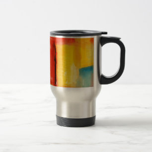 Caneca Térmica Pintura de Abstrato Amarelo Vermelho Moderno