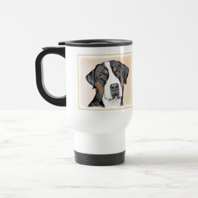 Caneca Térmica Pintura de Cachorro da Grande Montanha Suíça - Art (Esquerda)