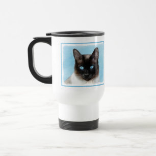 Caneca Térmica Pintura de Gatos Siameses - Arte de Gato Original 