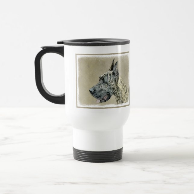 Caneca Térmica Pintura de Great Dane (Brindle) - Arte Original de (Esquerda)