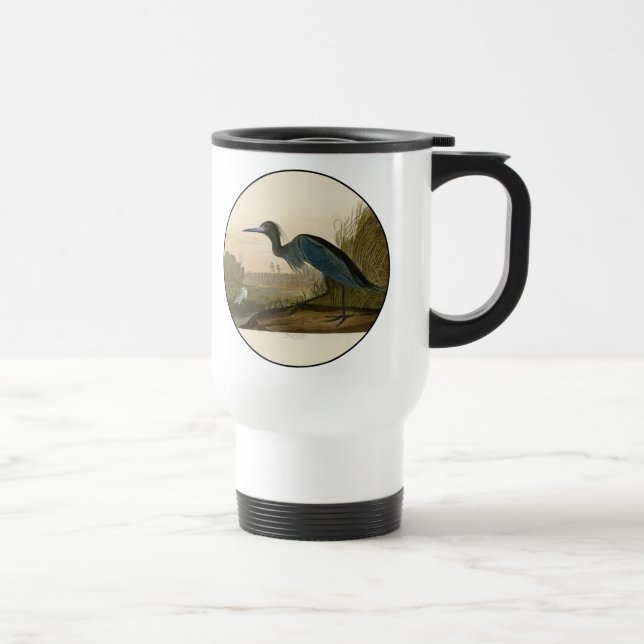 Caneca Térmica Pintura de Heron Audubon com Crane Azul (Direita)