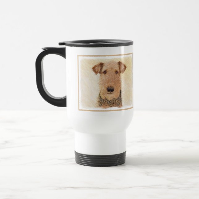 Caneca Térmica Pintura de Terrier Airedale - Arte original cômoda (Esquerda)