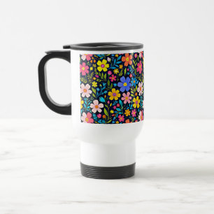 Caneca Térmica Pintura Digital Floral Padrão de Flores