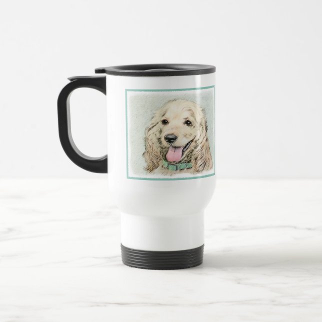 Caneca Térmica Pintura em Buff do Cocker Spaniel - Arte Original  (Esquerda)