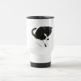Caneca Térmica Pintura preto e branco do gato