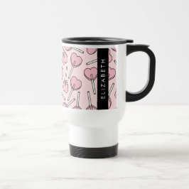Caneca Térmica Pirulitos Cor-de-Rosa, Pirulitos em Forma de Coraç