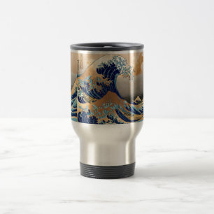 Caneca Térmica PixDezines Vintage, Grande Onda, Hokusai 葛飾北斎の神奈川沖