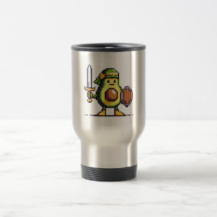 Caneca Térmica Pixel Avocado Warrior - Arte Retro para Jogos
