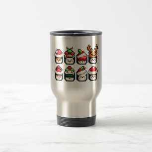 Caneca Térmica Pixel Holiday Sushi - Arte Festiva De 8 Bits