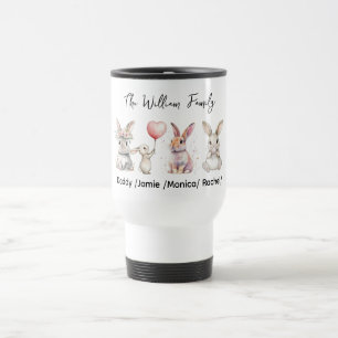 Caneca Térmica Placa Personalizada da Família do Coelho de Páscoa