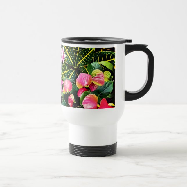 Caneca Térmica Plantas tropicais, rosa e verde (Direita)