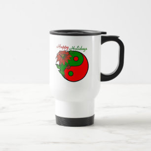 Caneca Térmica Poinsettia Yin Yang de Natal