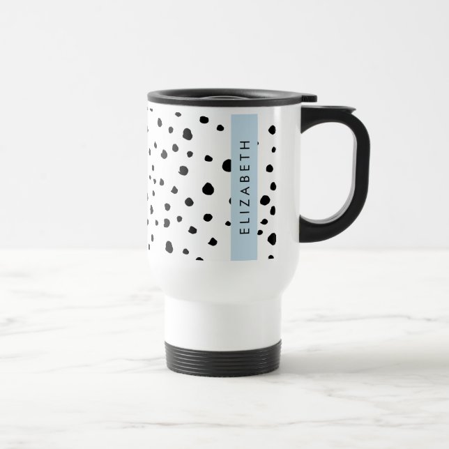 Caneca Térmica Pontos Dalmáticos, Pontos, Preto e Branco, Seu Nom (Direita)