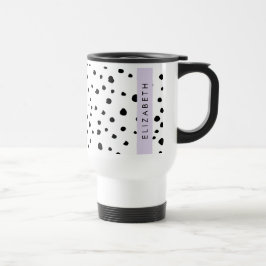 Caneca Térmica Pontos Dalmáticos, Pontos, Preto e Branco, Seu Nom