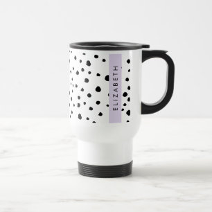 Caneca Térmica Pontos Dalmáticos, Pontos, Preto e Branco, Seu Nom