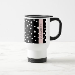 Caneca Térmica Pontos Dalmáticos, Pontos, Preto e Branco, Seu Nom