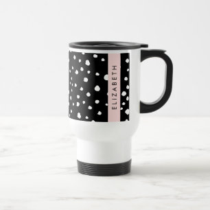 Caneca Térmica Pontos Dalmáticos, Pontos, Preto e Branco, Seu Nom