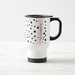 Caneca Térmica Pontos Dalmáticos, Pontos, Preto e Branco, Seu Nom