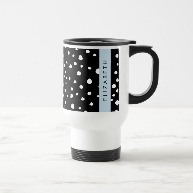 Caneca Térmica Pontos Dalmáticos, Pontos, Preto e Branco, Seu Nom (Direita)