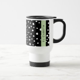 Caneca Térmica Pontos Dalmáticos, Pontos, Preto e Branco, Seu Nom