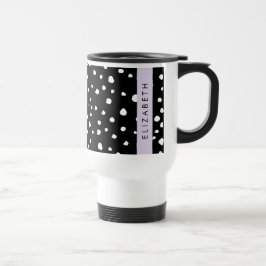 Caneca Térmica Pontos Dalmáticos, Pontos, Preto e Branco, Seu Nom