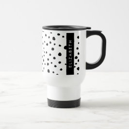 Caneca Térmica Pontos Dalmáticos, Pontos, Preto e Branco, Seu Nom